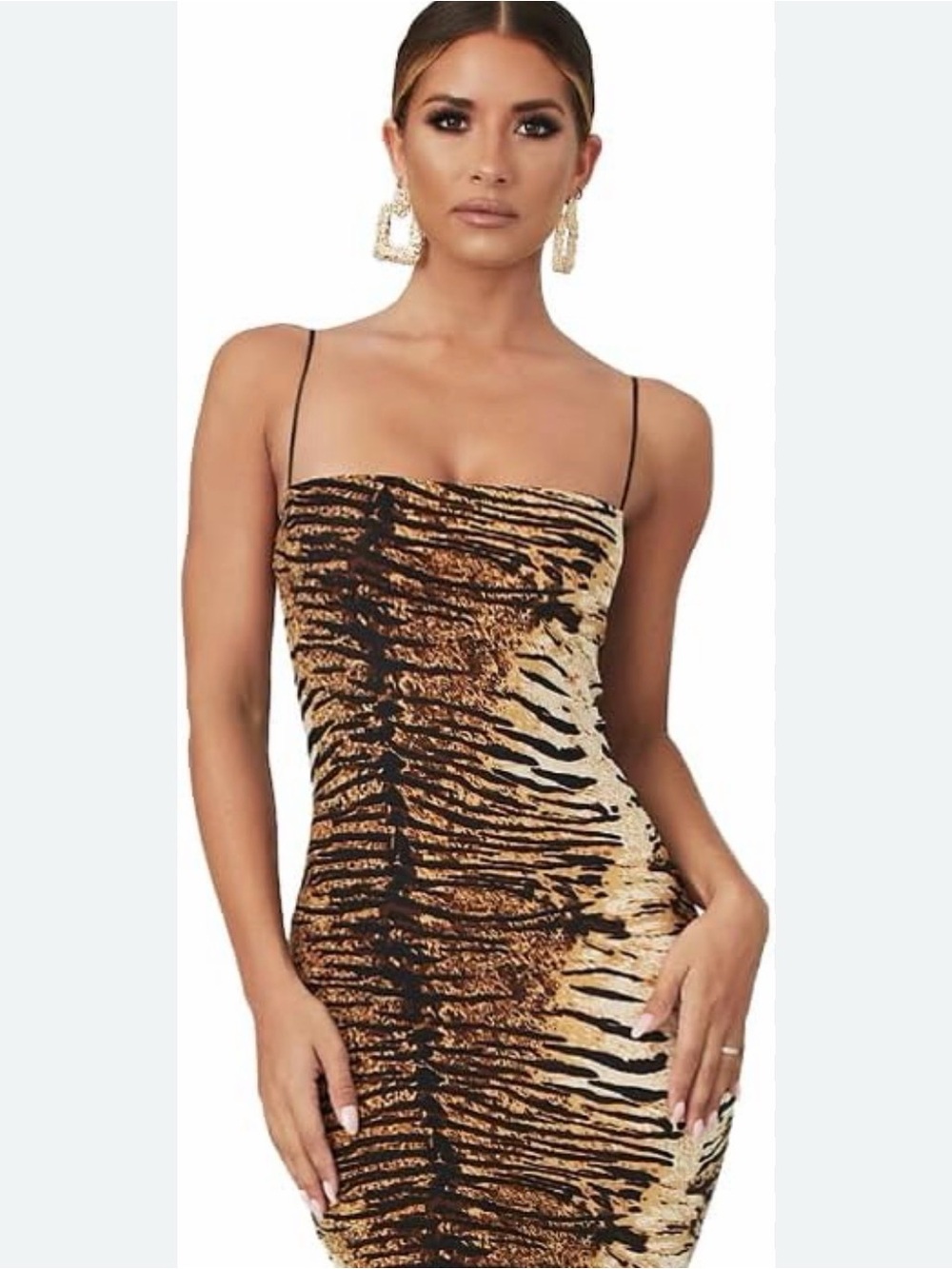 Meshki Tiger Print Mini Dress in Brown and Black
